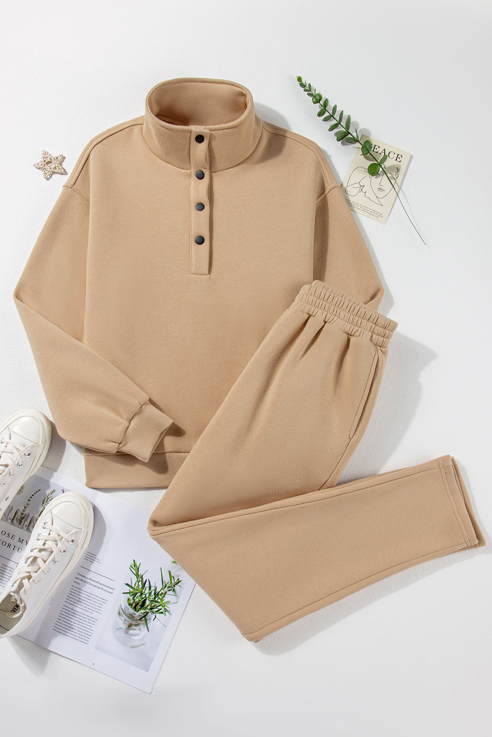 Half Snap Turtleneck Top and Pants Set