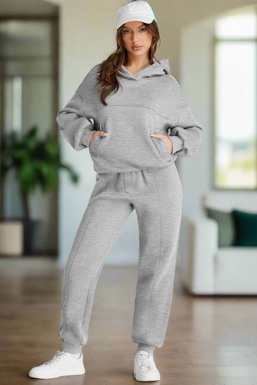 Women's grey hoodie and sweatpants - the classic grey sweatsuit