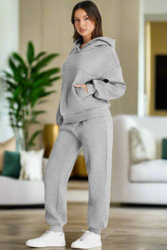 Women's grey hoodie and sweatpants - the classic grey sweatsuit