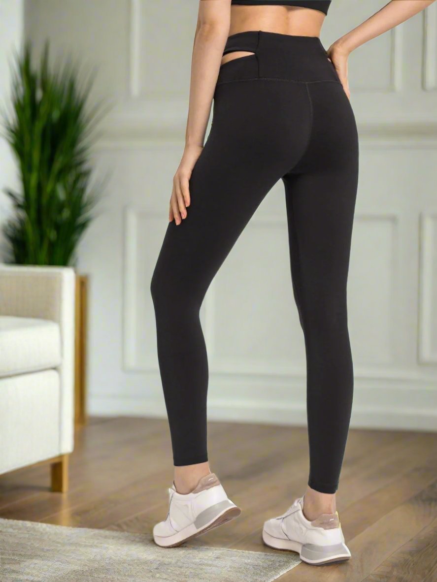 Crisscross cutout waistband leggings