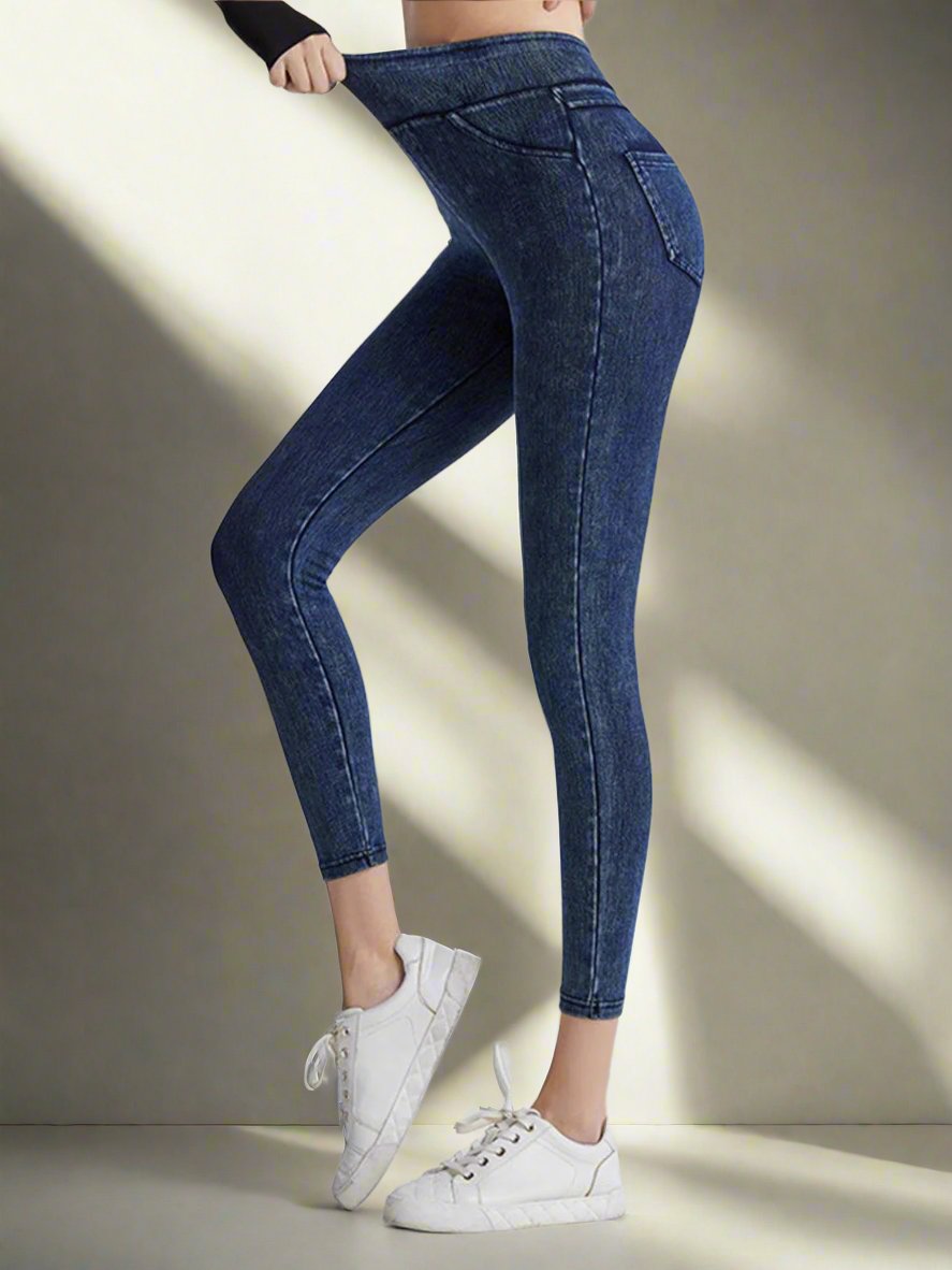 Faux denim gym leggings