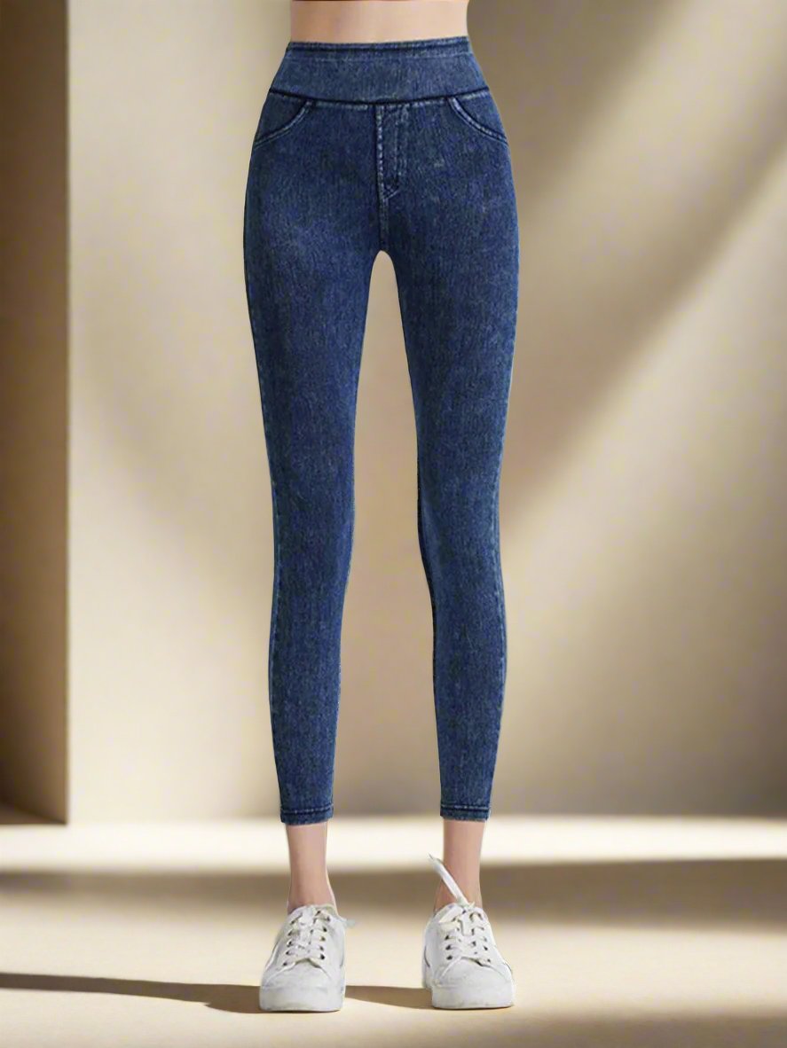 Faux denim gym leggings