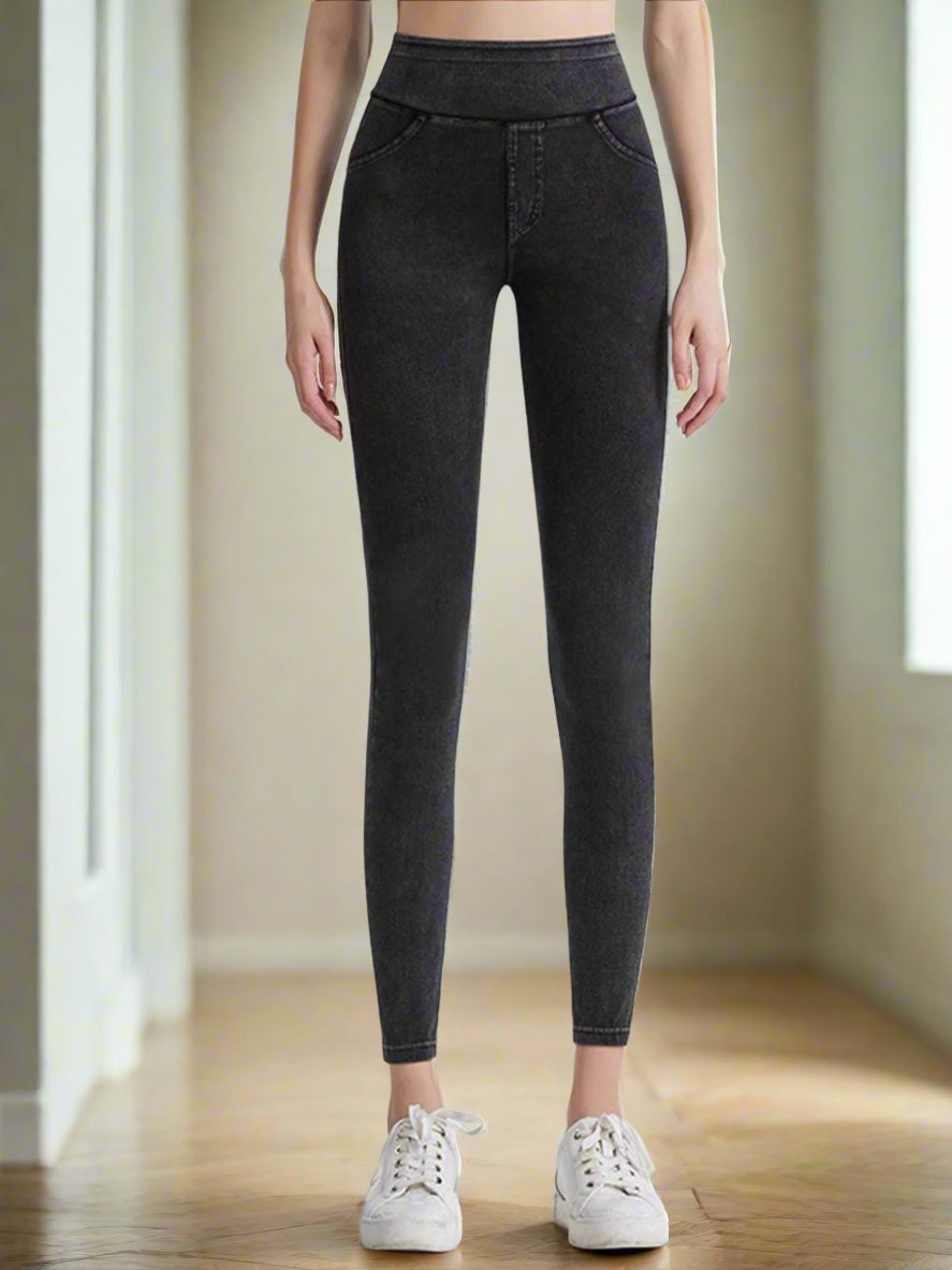 Faux denim gym leggings