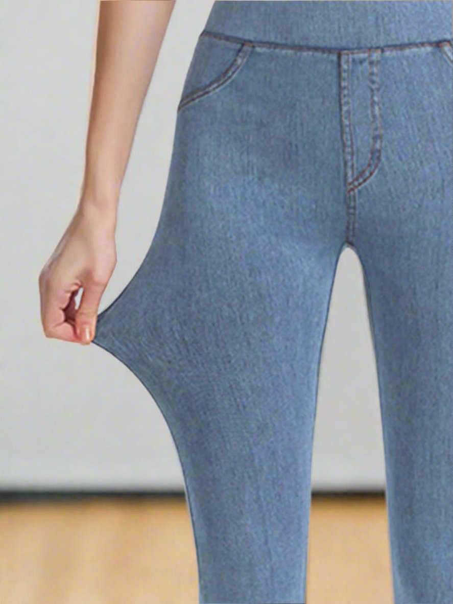 Faux denim gym leggings