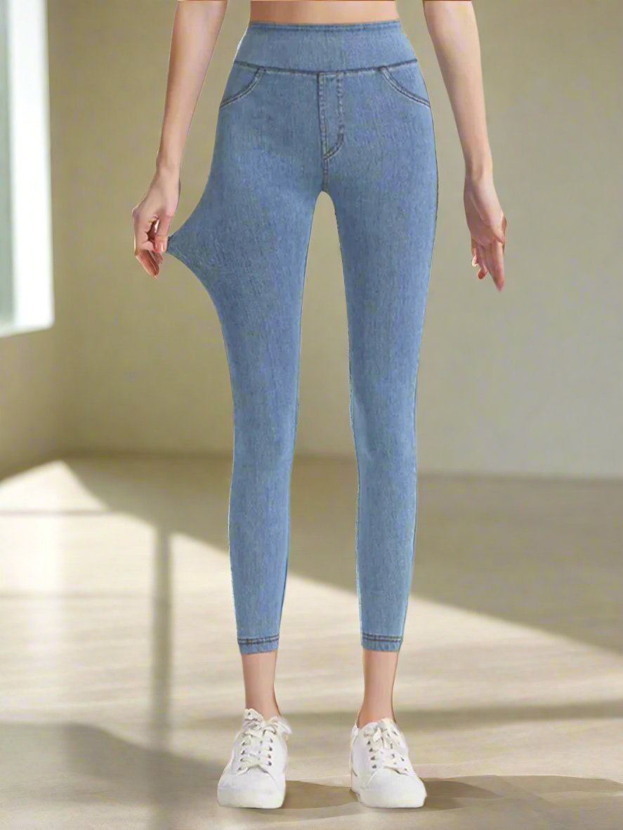 Faux denim gym leggings