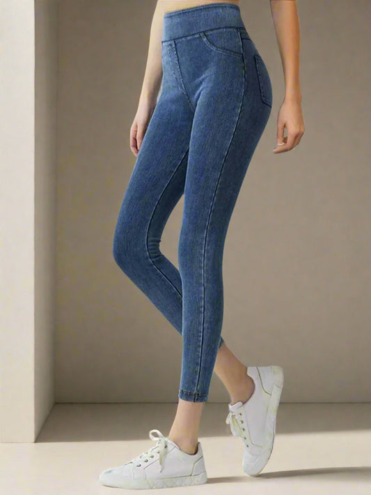 Faux denim gym leggings