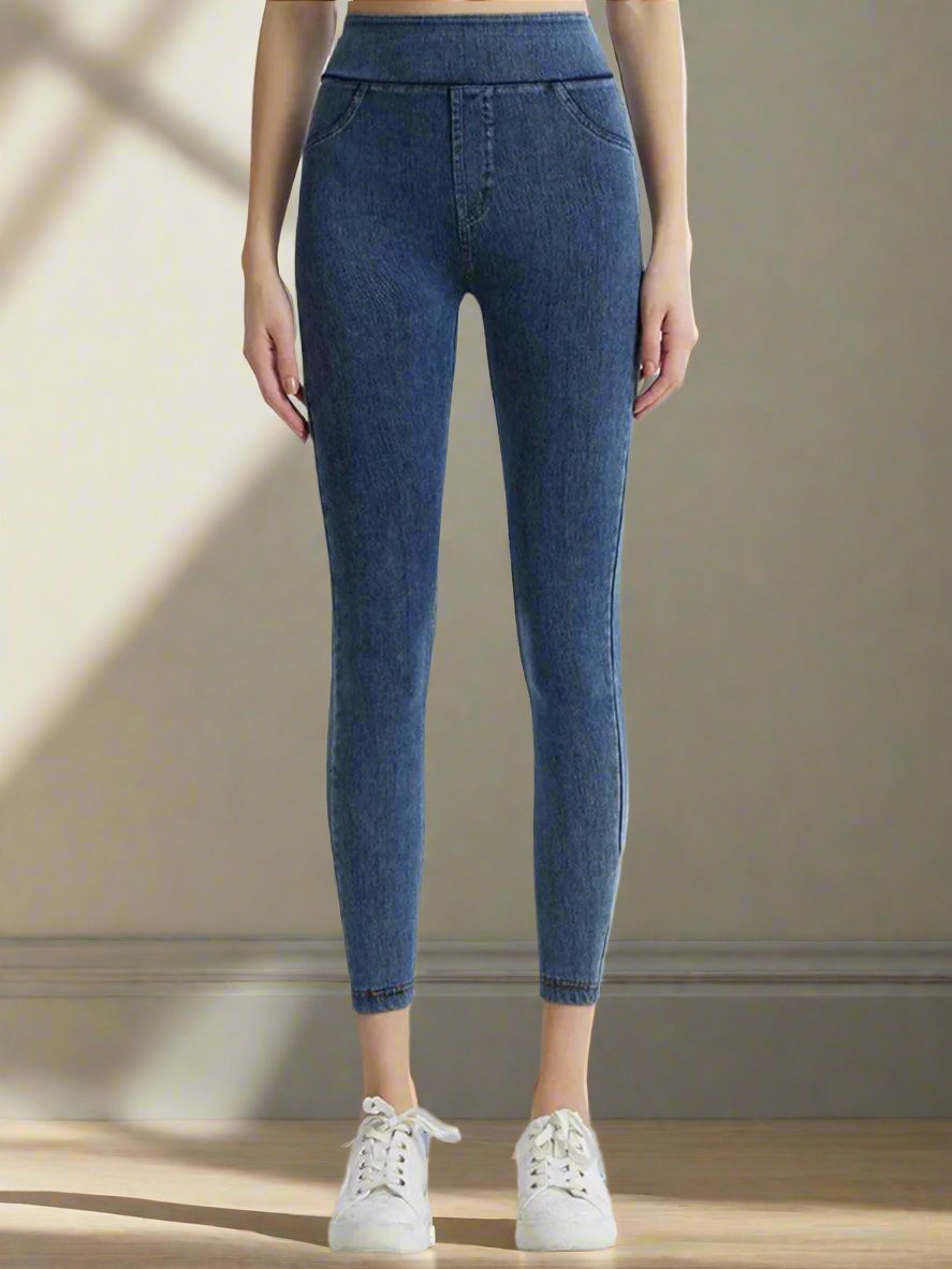 Faux denim gym leggings