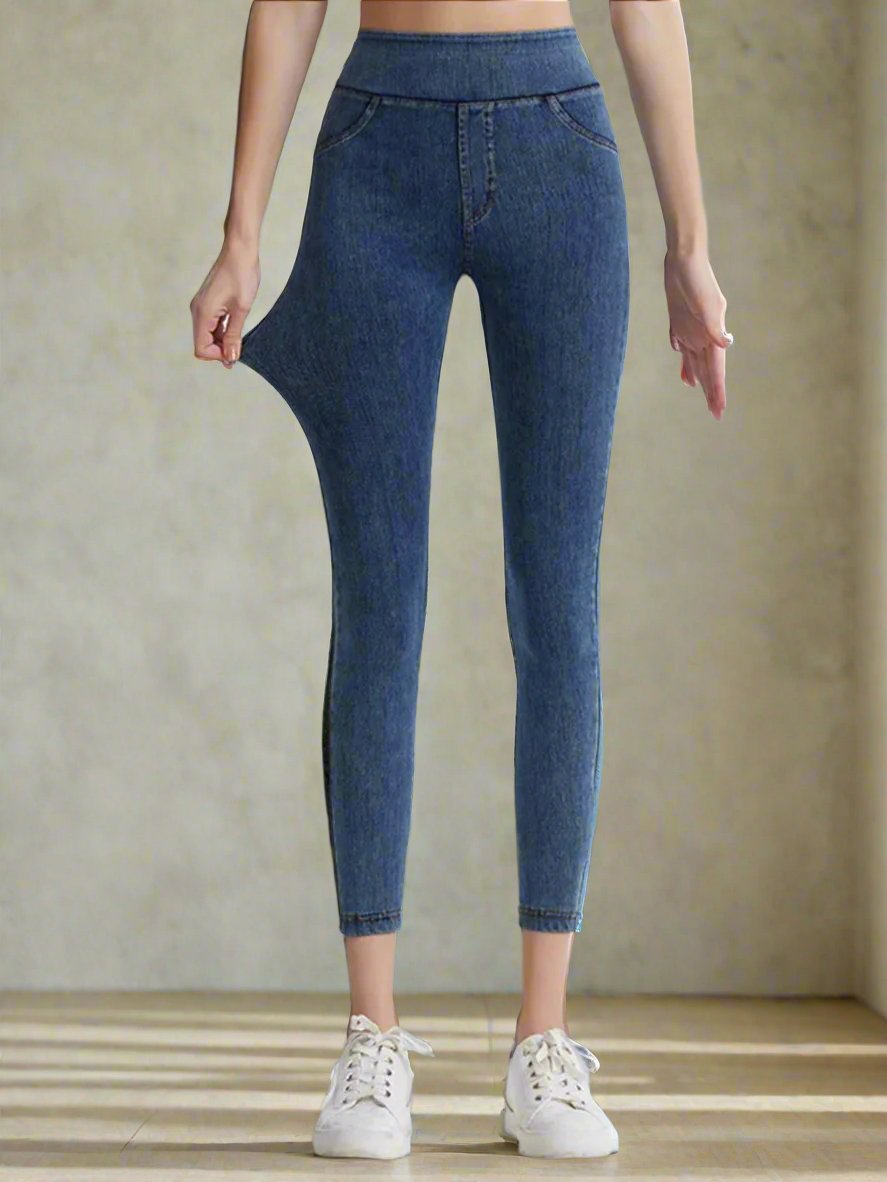 Faux denim gym leggings